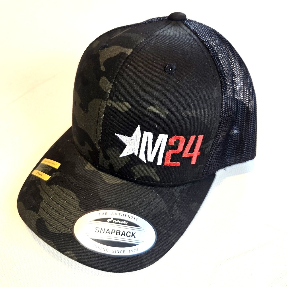 Yupoong M24 Black Mutlicam Snapback Mesh Baseball Hat Camo‎